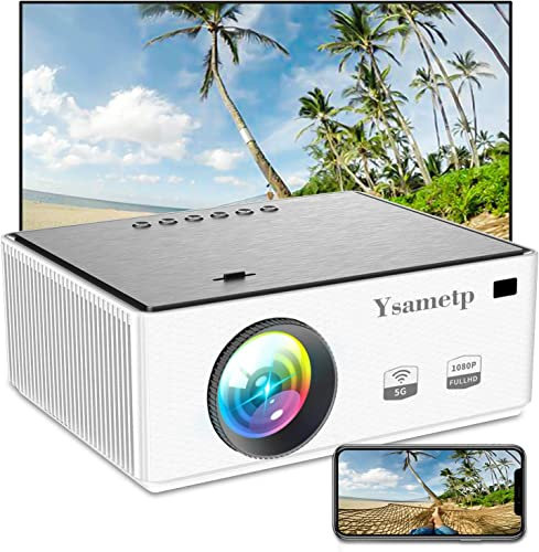Vidéoprojecteur 5G WiFi Bluetooth Projecteur Projector, Full HD 1080P Projecteur Cinéma 4K 8500L Oudoor Mini Projecteur Portable Compatible avec TV Stick Ordinateur Portable Tablette PC