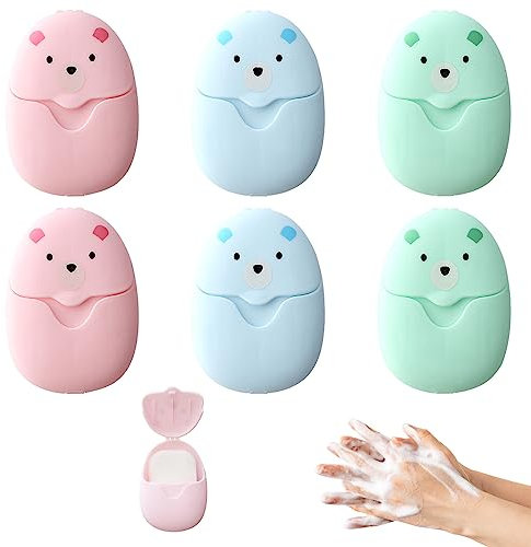 UTMACH 300 PCS Seifenkiste Blätter Seife Reise seifenblätter Tragbar Soap Paper Seife Papier Seifenblätter mit Kunststoffbox Seifenblätter für Unterwegs Reisen Camp Outdoor Wandern 6 Boxen