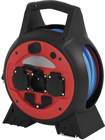 EMOS Kabeltrommel mit LED-Strahler, Kabellänge 20 Meter, FRENCH-Standard