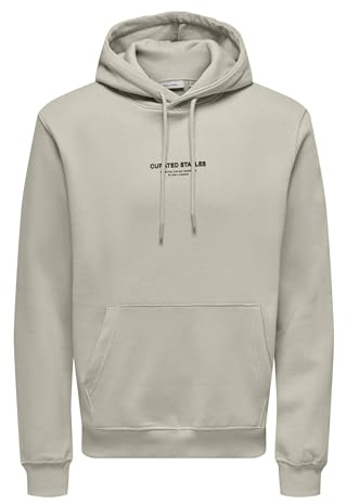 Only & Sons Herren Onscurated Reg Hoodie Sweat Kapuzenpullover, Silver Lining, XL EU