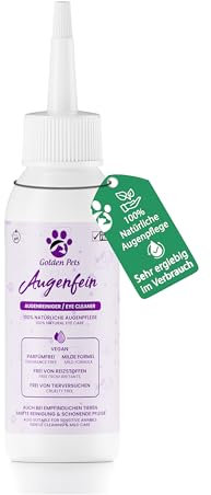 Golden Pets NEU! Augenreiniger für Hunde & Katzen - 100% natürliche Augenpflege I Sanfte Reinigung gegen Verkrustungen & Tränenstein I Vorbeugung von Tränenflecken 100 ml