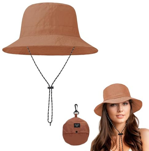 Hebterrka 1 Stück Wasserdichter Regenhut, Faltbarer Outdoor UV-Schutz Sonnenhut, Schnell Trocknender Boonie Hut für Wandern