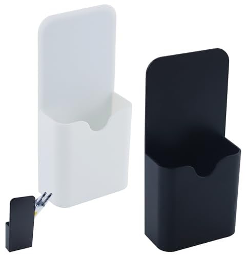 2 Pcs Magnetic Pen Marker Holders for Whiteboards/Fridge/Refrigerator, Magnetic Pen Pencil Holder Dry Erase Organizer for Home, Office, School (Black & White)