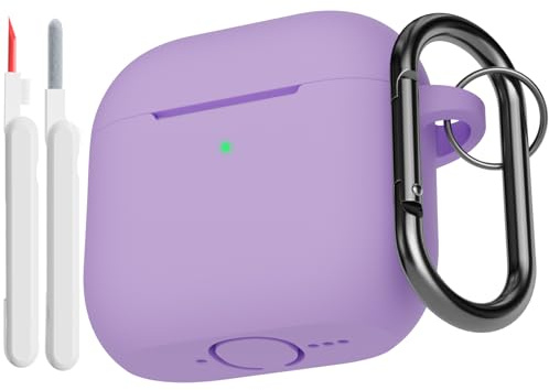 KOKOKA Custodia per AirPods 5/AirPods 4 con Kit di Pulizia, Light Purple | Case Cover Protettiva in Morbido Silicone Compatibile con AirPods 5 / AirPods 4 con Moschettone, LED Anteriore Visibile
