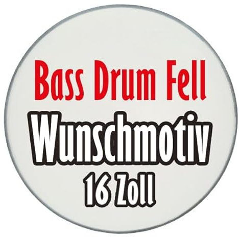 M-tec print® Wunschmotiv Schlagzeugfell 16 Zoll | Hochwertiges Bass Drum Fell bedruckt mit individuellem Design
