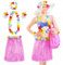 Aomig Hawaii Mottoparty Kostüme Set Rock, Hawaiian Gras Hula Rock Sets, 60cm Lange Hawaiianischer Grasrock mit Halskette Armbänder Haarblume Grasröcke für Cheerleading Strand Party Ostern (Rosa)