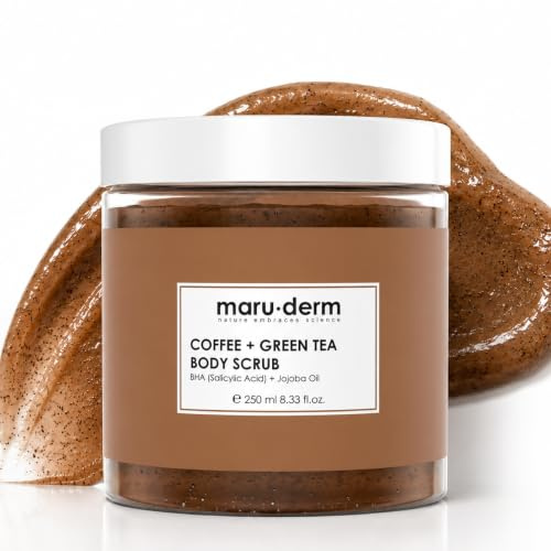 Maruderm Körperpeeling mit Kaffee- & Grüntee-Extrakt – Natürliches Peeling, Tonisierend & Revitalisierend | Körperpflege für Glatte, Weiche & Strahlende Haut, 250 ML