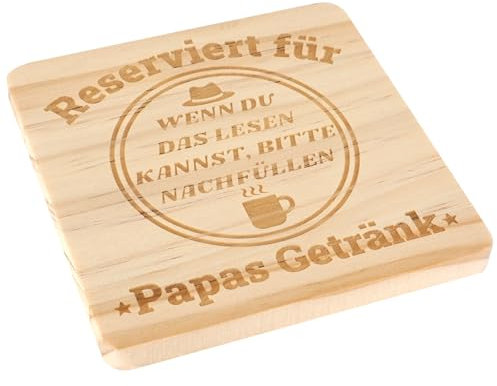 DPKOW Geschenk Papa Vatertagsgeschenk, Holz Untersetzer Papa Gläser Untersetzer Getränke Bierdeckel für Geburtstagsgeschenk Papa Männer Geschenke Männertag Weihnachten Lustige, rutschfeste Rund