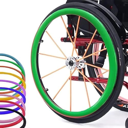 2 Stück Rollstuhl-Schiebefelgenabdeckungen,24 Zoll Hinterrad-Sportrollstuhlabdeckung,Rutschfeste Verschleißfeste Silikon-Handschubabdeckung,Verbessert den Halt und die Traktion(Grün)