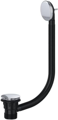 Hulthor Bath Waste & Overflow Kit – Universal 1.5 Click Clack Plug Set with Pop-Up Mechanism – Compatible with Standard UK Bathtubs (Chrome)