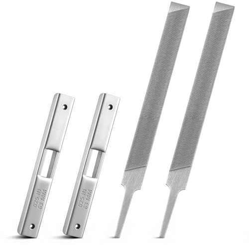 Lanties 4 Pieces Depth Gauge Tool with Flat File for Chainsaw Chain Raker Gauge and Chainsaw Flat File Chain Saw Sharpener Depth Tool