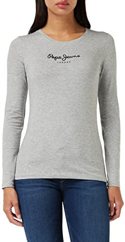 Pepe Jeans New Virginia Women's T-Shirt Slim Fit Long Sleeve Grey (Grey Marl), S