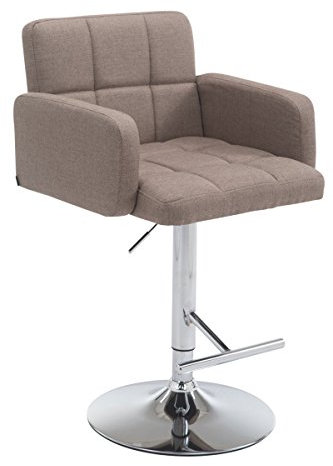 CLP Barhocker Los Angeles Stoff | Höhenverstellbarer Barstuhl Mit Drehbarem Sitz | Bistrohocker Mit Metallgestell Und Fußstütze, Farbe:Taupe, Gestell Farbe:Chrom