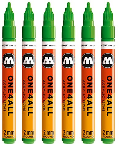 Molotow One4All 127HS Acryl Marker (2,0 mm Strichstärke, hochdeckend und permanent, UV-beständig, für fast alle Untergründe) 6 Stück Farbe 222 kacao77 universe green
