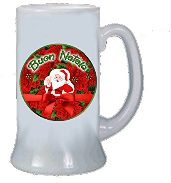 Regali Pazza idea Boccale Birra Decorato Buon Natale - 500ml - Vetro - Stile Festivo - per Bevande - Collezione Natale