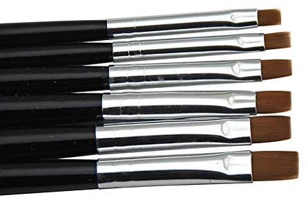 KADS 6pcs/set Acrylic Nail Art Flat Brush Design 6 Sizes Painting Drawing Tools Set Perfect For UV Gel Nail Art (Style 1)