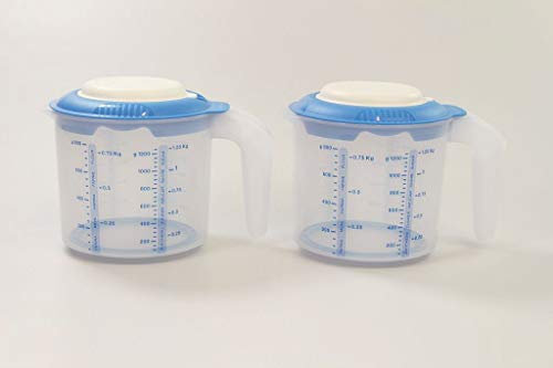 TUPPERWARE Mini Pichet gradué mesures 1,25 L bleu blanc (2)