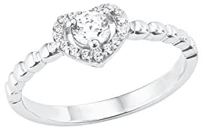 Amor Ring 925 Sterling Silber Damen Ringe, mit Zirkonia synth., Silber, Herz, Kommt in Schmuck Geschenk Box,