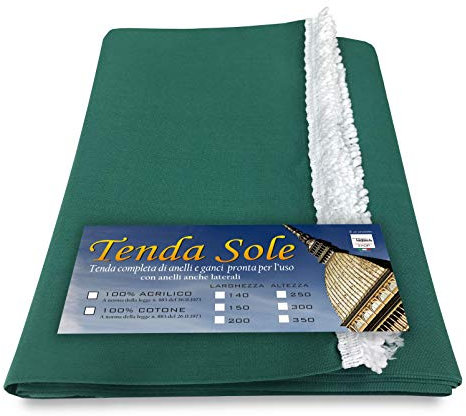 Tex family TENDA SOLE DA ESTERNO GIARDINO BALCONE UNITO VERDE confezionata LARGA 2 METRI - Cm. 200 x 250