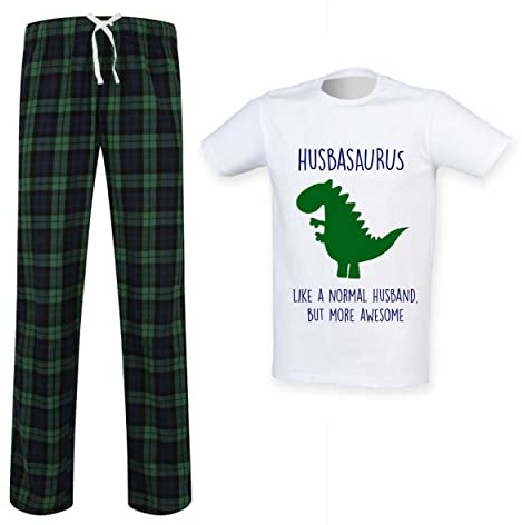 60 Second Makeover Limited Mens Husband Dinosaur Tartan Trouser Pyjama Set Family Matching Twinning Family