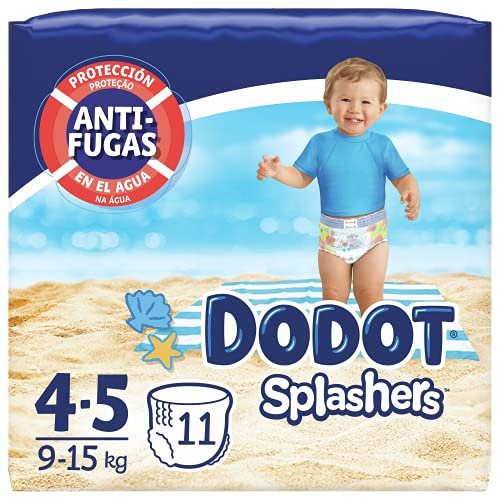 Dodot Splashers - 11 pannolini usa e getta, da 9 a 15 kg, non si gonfiano e facili da rimuovere, taglia 4