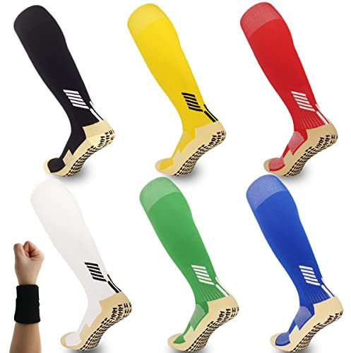 Dee Plus Ragazza Ragazzo Calze Sportive Antiscivolo da Calcio Ginocchio Lungo Compressione, Calzini Antiscivolo Bambino Cotone, per Corsa Bici Ciclismo Escursionismo Basket, per età 6-11 (Arancia)