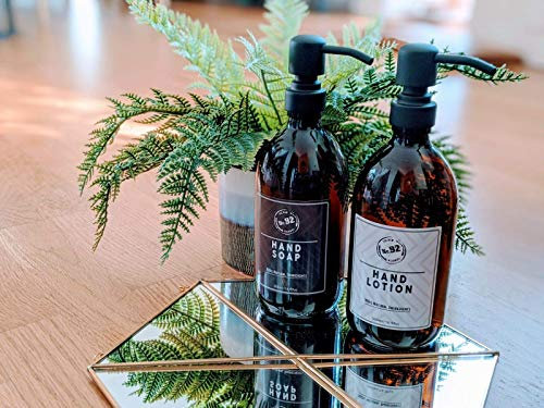 500ml Amber Glass Dispenser bottle with Black Pump and Black or White Label