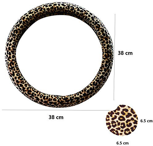 Lenkradabdeckung mit Leopardenmuster für Frauen, Lenkradabdeckungen des Leoparden mit Bonus 4PCS Leopard Car Cups Untersetzer, Leopard Car Zubehör.