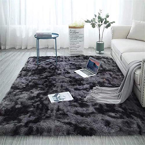 Aujelly Soft Area Rug Schlafzimmer Shaggy Teppich Zottige Teppiche Flauschige Bunte Batik-Teppiche Carpet Neu Dunkelgrau 160 x 200 cm