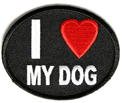 Embroidered I Love My Dog Iron on Patch