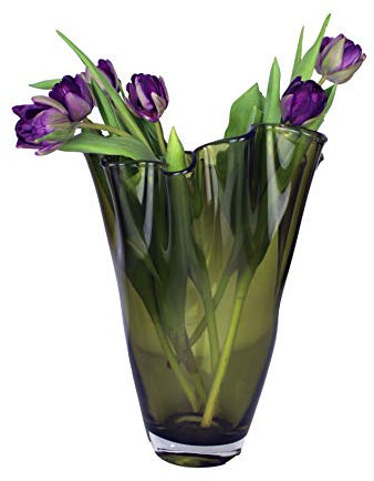 SIGNATURE HOME COLLECTION Vase en Verre, Vert, 21 cm, 21 x 21 x 30 cm
