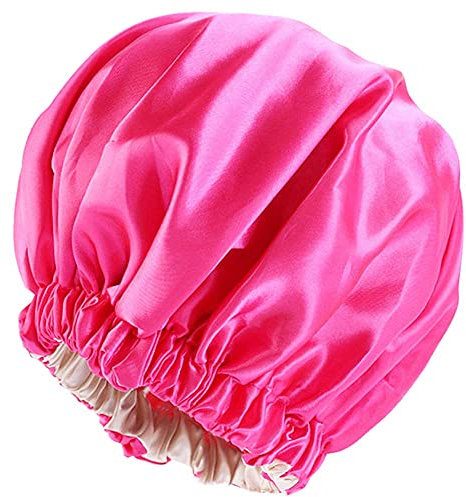 Cuffia in raso per dormire, morbida, per capelli naturali e ricci (rosso Mei)