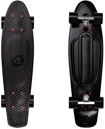 Retrospec Quip Mini Cruiser Skateboard 22.5 And 27 Classic Retro Plastic Cruiser Complete Skateboard With ABEC 7 Bearings And PU Wheels Compact Board With Grippy, Molded Waffle Deck