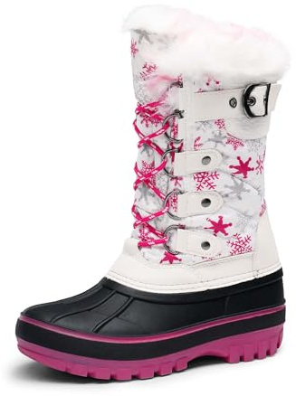 DREAM PAIRS Jungen Mädchen Winterstiefel | Wasserabweisend Outdoor Warm Rutschfest Schneestiefel Mid Calf Kunstfellfutter Isolierte Winterschuhe