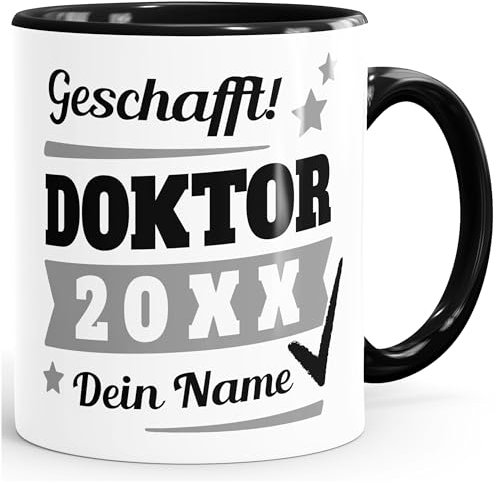 SpecialMe® Tasse Doktor-Titel Geschenk Doktorand Abschluss Studium Doktorarbeit mit Name personalisiert Doktor Inner-Schwarz Keramik-Tasse
