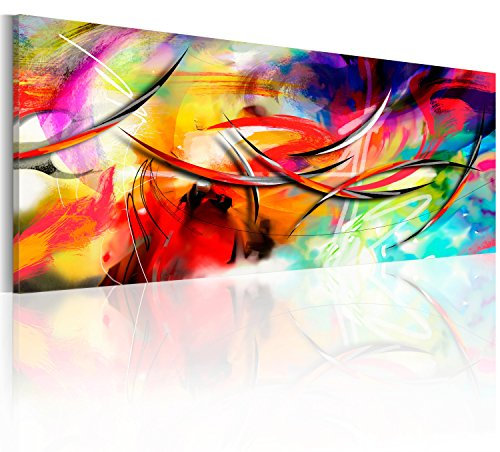 B&D XXL - Peinture Acrylique Abstrait 150x50 cm 1 Partie - Impression sur Toile Décoration Finie à la Main Salon Chambre Bureau Cadre Déco Moderne Murale - Abstrait Coloré Peinture a-A-0001-b-b