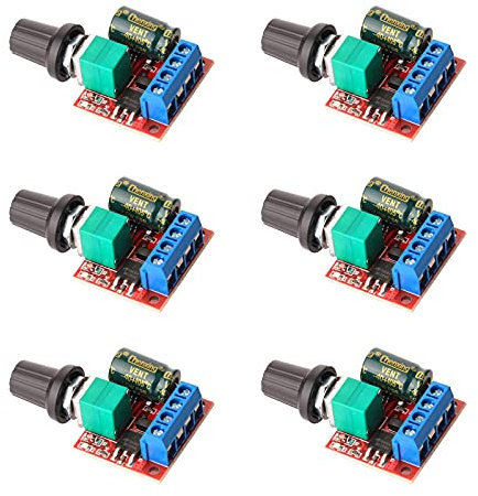 Mini Motor Drehzahlsteller PWM, DC 5V-35V 5A Einstellbar Kontroller Geschwindigkeitsregler Switching Build, 6V 12V 24V Variable Spannungsregler Dimmer Governor mit LED-Anzeige