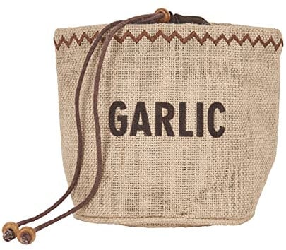 NATURAL ELEMENTS KitchenCraft Ökologischer Knoblauch Aufbewahrungsbeutel mit Tunnelzug, Jute / 100% Baumwolle