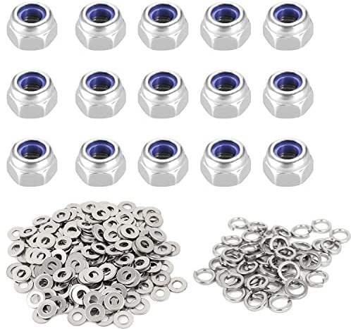 Hincell M4x0.7mm Nylon Lock Nuts Assortment Kit,150pcs 304 Stainless Steel Nylon Insert Hex LockNuts for Industrial and Construction Fasteners
