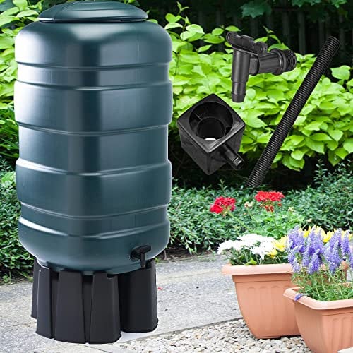 Extra Large 250L Water Butt Set with Stand Diverter & Tap Garden Barrel Rain Water Collector XL Size