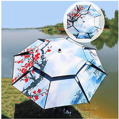 Paraguas De Pesca 2m/2.2m/2.4m Sombrilla De Jardín A Prueba De Lluvia Y Parasol, Toldo Inclinado De Doble Capa para Jardín, Playa, Césped, Camping (B 220cm)