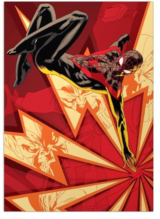 Displate Offiziell Marvel Spiderman MetallPoster Magnetische Befestigung Inklusive Lizenziert Bilder Hochwertiges Poster Miles Morales - Venom Blast Poster 45 cm x 32 cm