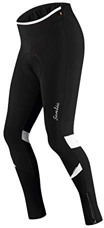Santic Fahrradhose Lang Damen Gepolsterte Winter Thermo Leggings Radhose Radsport Lange Hosen Tights Weiß EU L