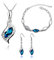 FDEETY Strass Brautschmuck Set Österreichischer Kristall Halskette Armband Ohrring Set für Damen Mädchen Engels Tränen Schmuck Set, Blau