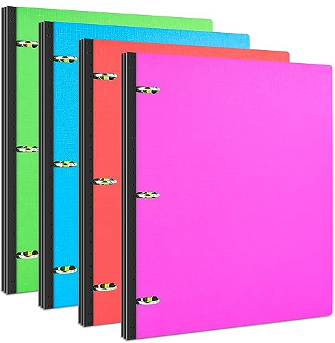 INFUN Teleskop-3-Ringbuch – 4 Stück, tragbarer Kunststoffordner mit Teleskoprücken, 3-Ringbuch mit faltbarem Vorderdeckel, hält 21,6 x 27,9 cm Papier für Schule, Büro und Zuhause