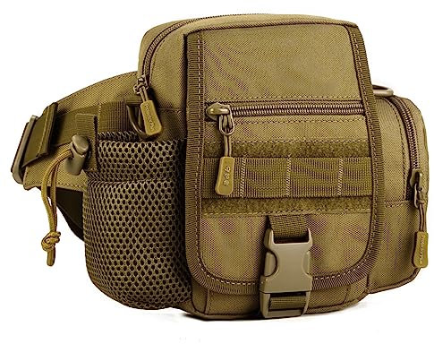 Taktische Bauchtasche zum Reiten, einzelne Umhängetasche, Mehrzwecktasche, Wolf Brown, 244.65 cubic inches, Taktische Bauchtasche, Freizeit-Bauchtasche
