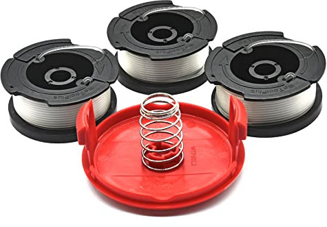 WETOOLPLUS 0.065 in. x 30 ft. Replacement Single Line Automatic Feed Spool AFS for Black Decker Electric String Grass Trimmer/Lawn Edger/Mower,Compatible with AF-100, 3 Spools & 1 Cover Cap,WTA0013