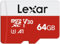 Lexar 64GB Micro SD Card E Series, microSDXC UHS-I Flash Memory Card with Adapter - Up to 100MB/s, A1, U3, Class10, V30, High Speed TF Card