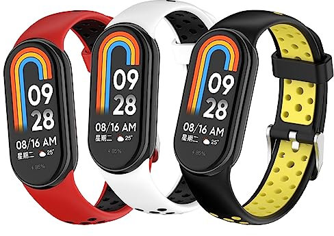 BDIG 3 Stück Armband Kompatibel mit Xiaomi Mi Band 9/Xiaomi Mi Band 8, Weiche Zweisfarbige Silikon-Sportarmbänder für Xiaomi Mi Band 9/Xiaomi Mi Band 8