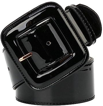 NIUXICH 4,8cm breiter Gürtel für Damenkleider, Lackleder, Schwarz/Rot, dekorativer Gürtel für Damenkleider, Schwarz, 103cm